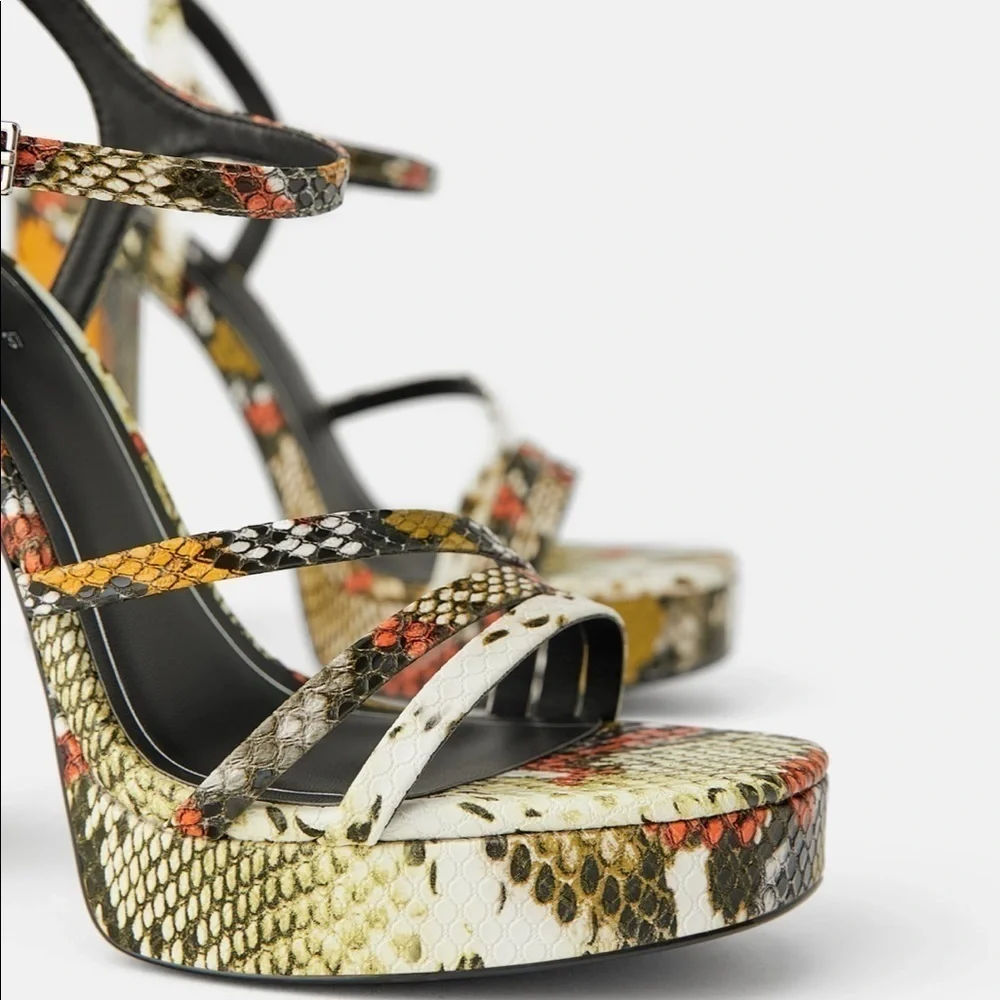 ZARA Animal Print High Heel Sandals